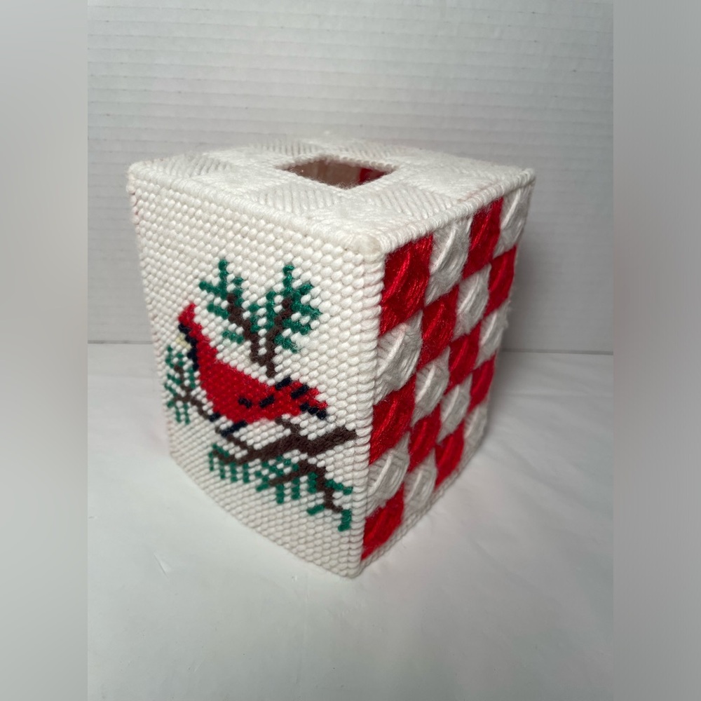 Vintage Handmade Needlepoint Tissue Box Cover